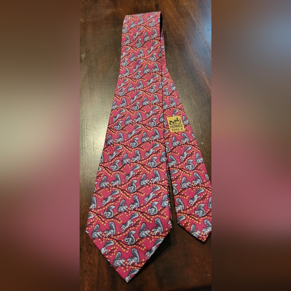 HERMES Paris TIE SQUIRRELS